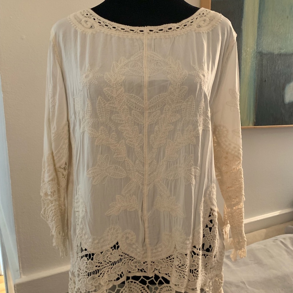 NWT white lace blouse- xl